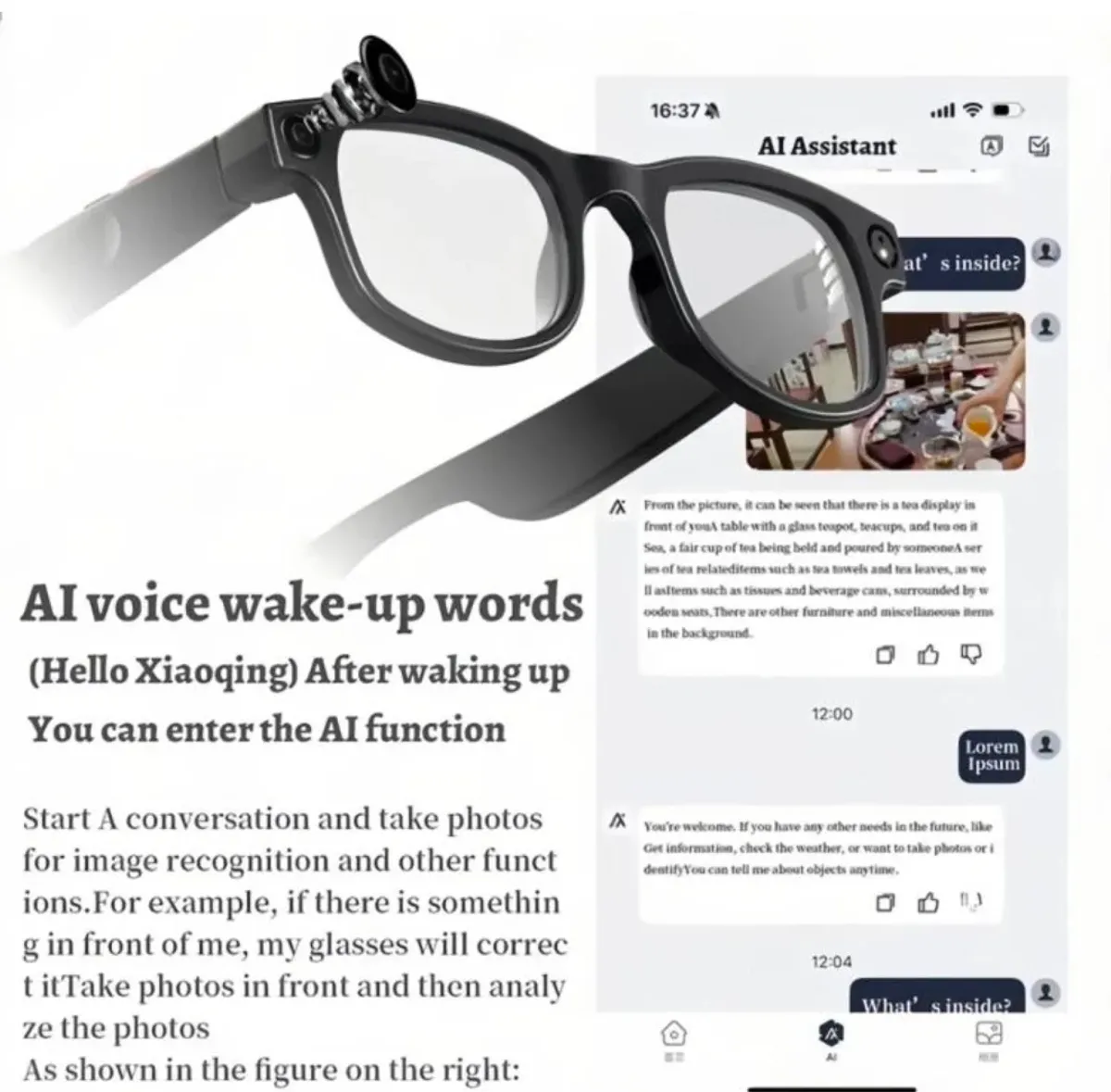 Smart Sunglasses With Camera,Bluetooth Audio Calls,AI Photo Recognition,Music Player