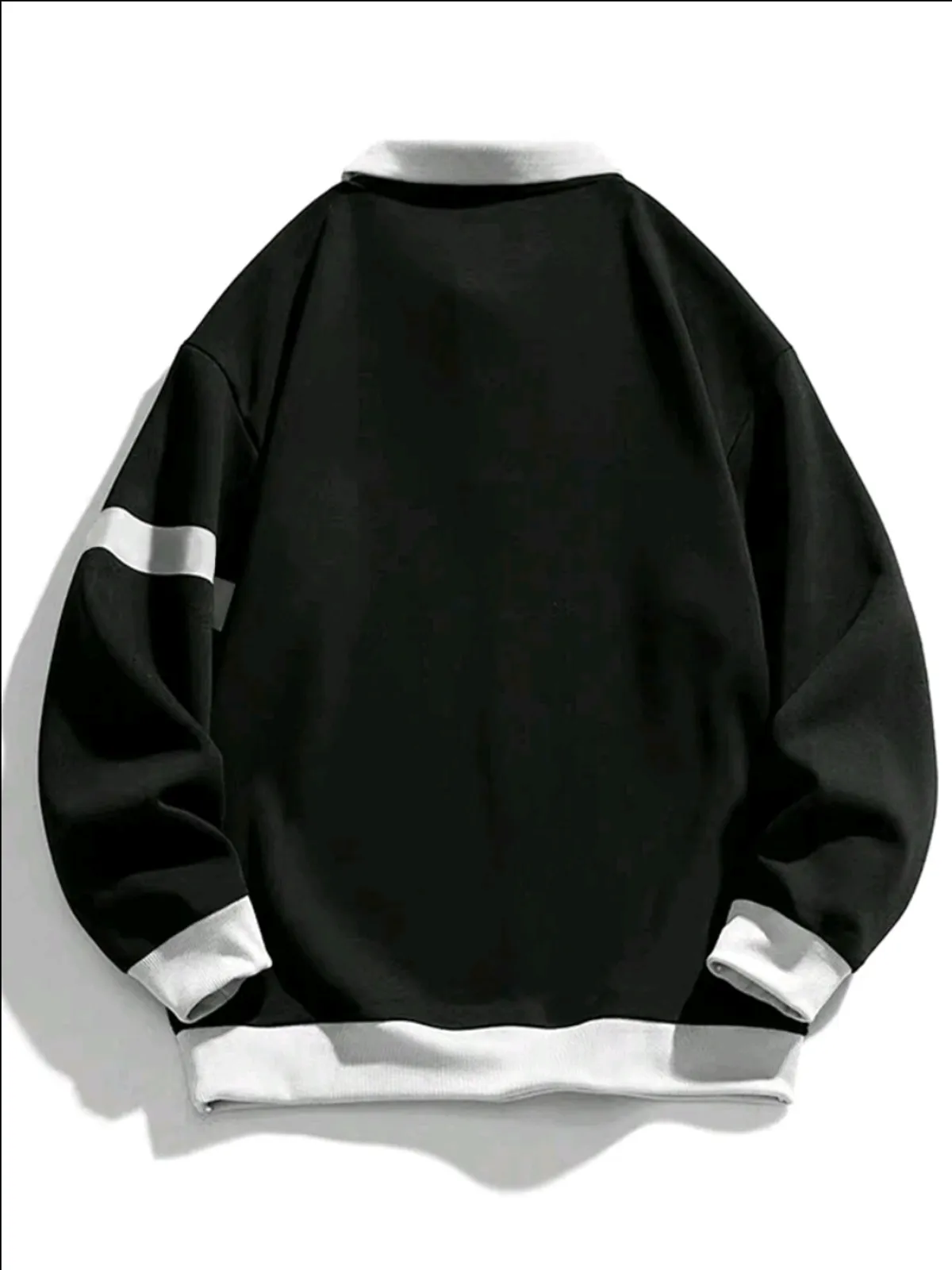 Men's Colorblock Turn-Down Collar Long Sleeve Sweatshirt - Size M