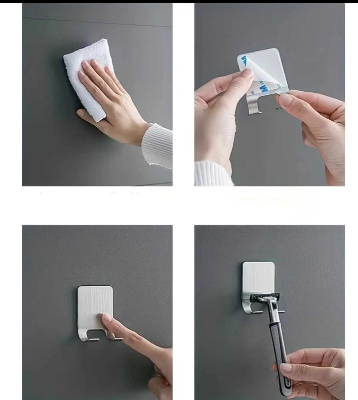 2pcs Silvery Adhesive Wall Hooks