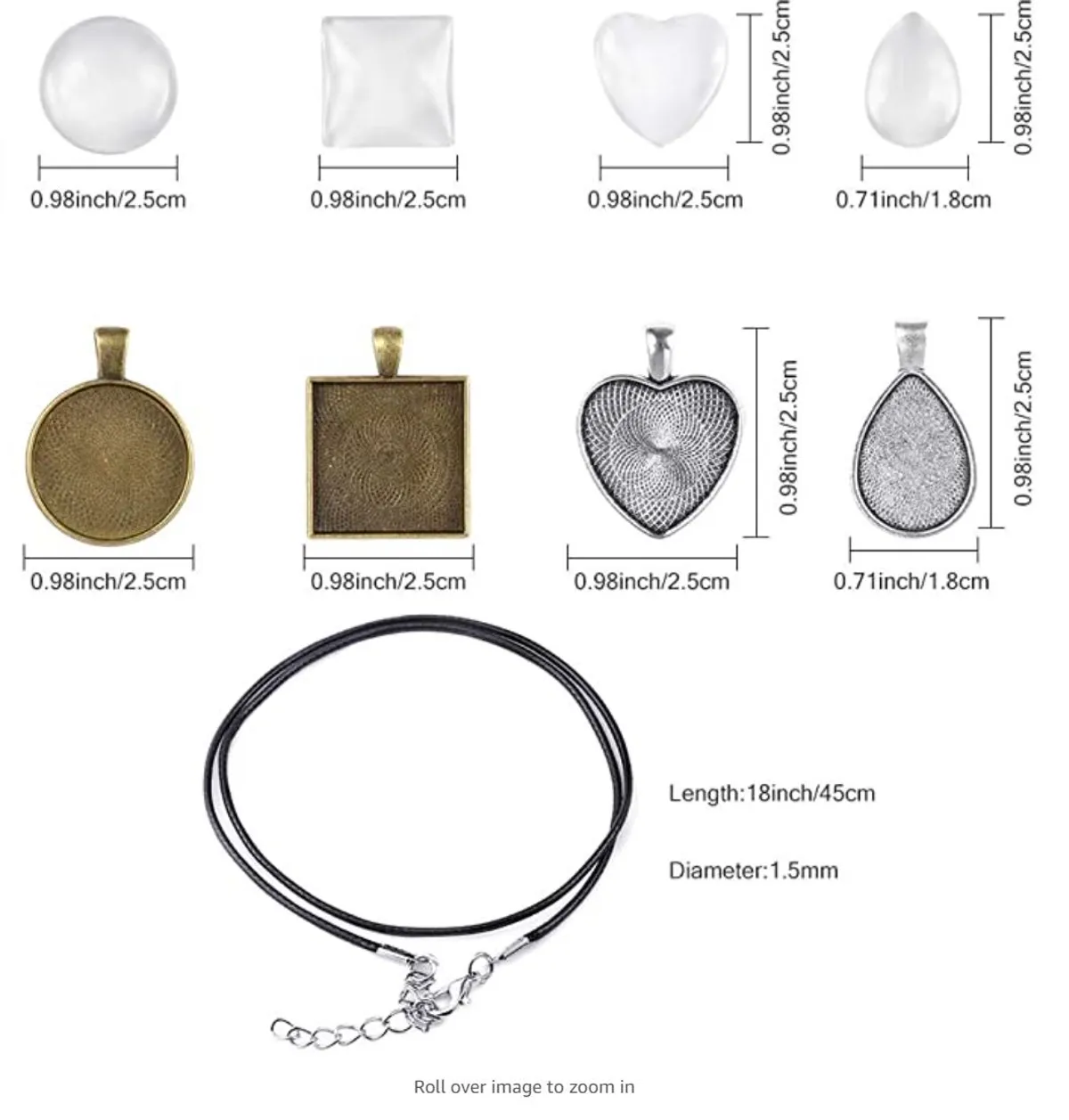 Custom Pendants, Silver, Square