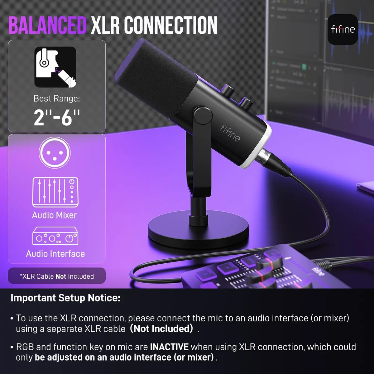 FIFINE USB/XLR Dynamic Microphone AM8, BLK