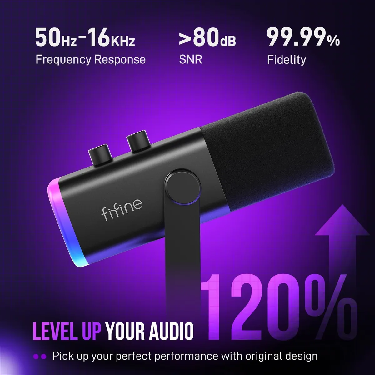 FIFINE USB/XLR Dynamic Microphone AM8, BLK