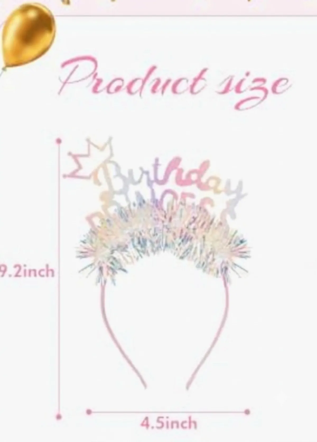 Happy Birthday Headband for Girls Women, Pink White Girl Headband Party Crown Tiara
