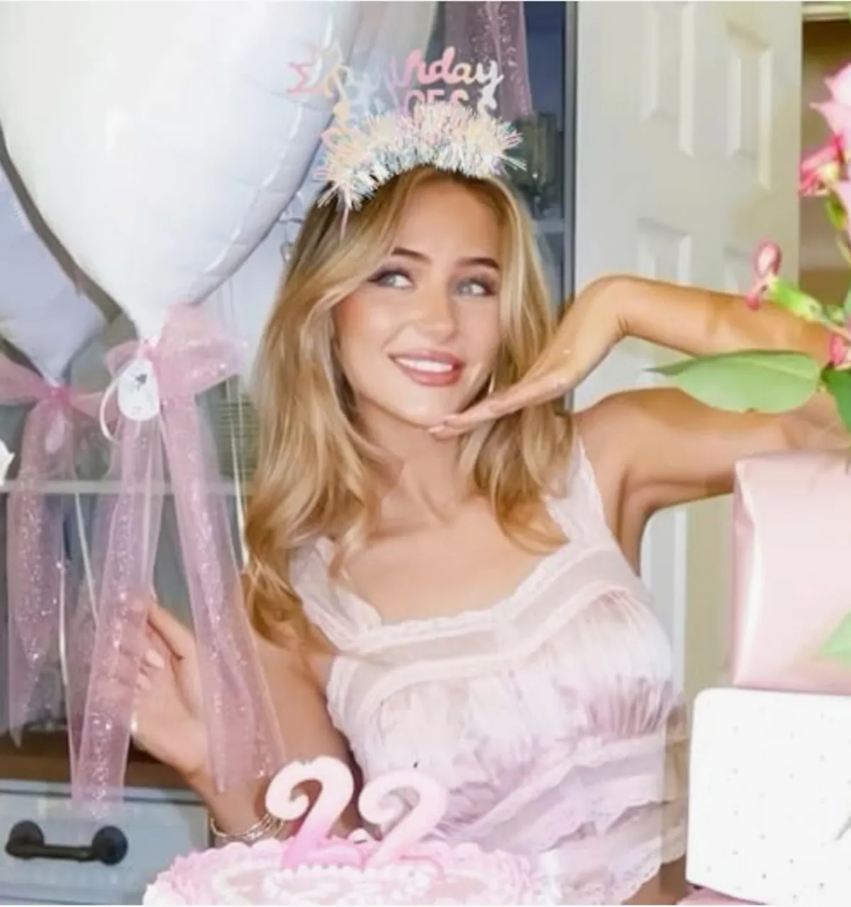 Happy Birthday Headband for Girls Women, Pink White Girl Headband Party Crown Tiara