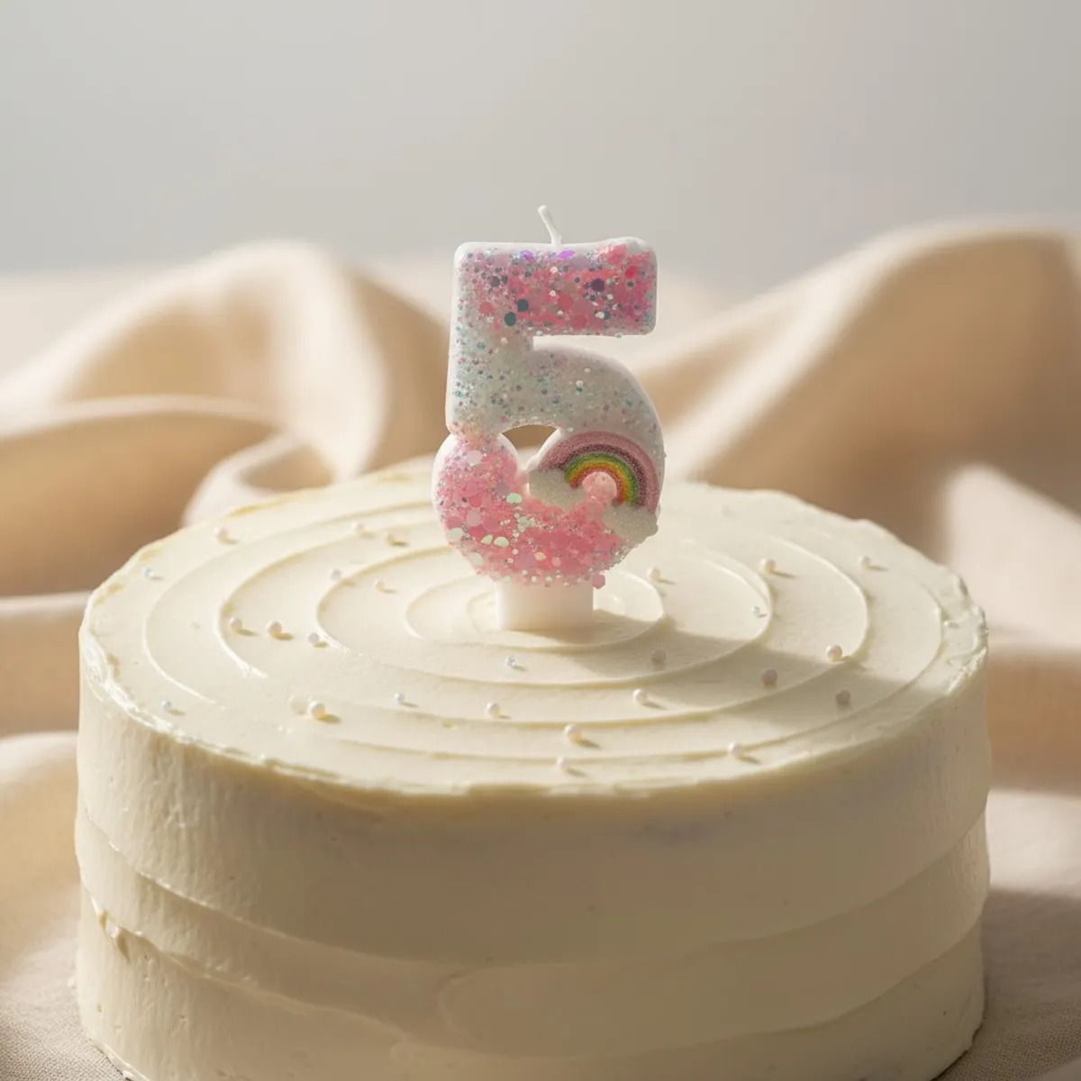 Glitter Rainbow Number 5 Candle