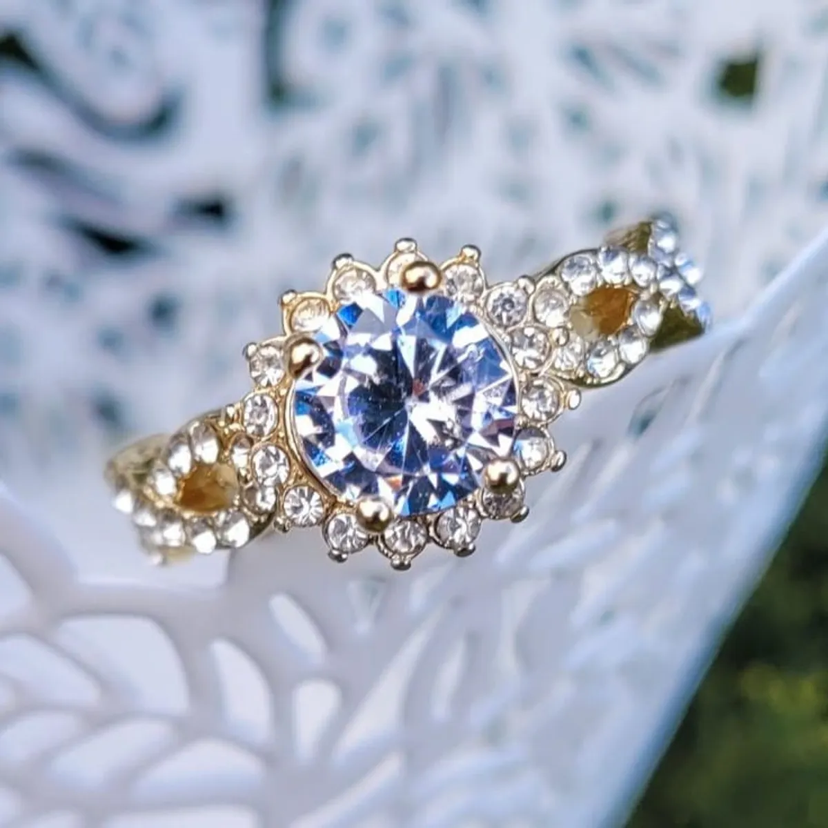 Toned Cubic Zirconia Ring - Size 7