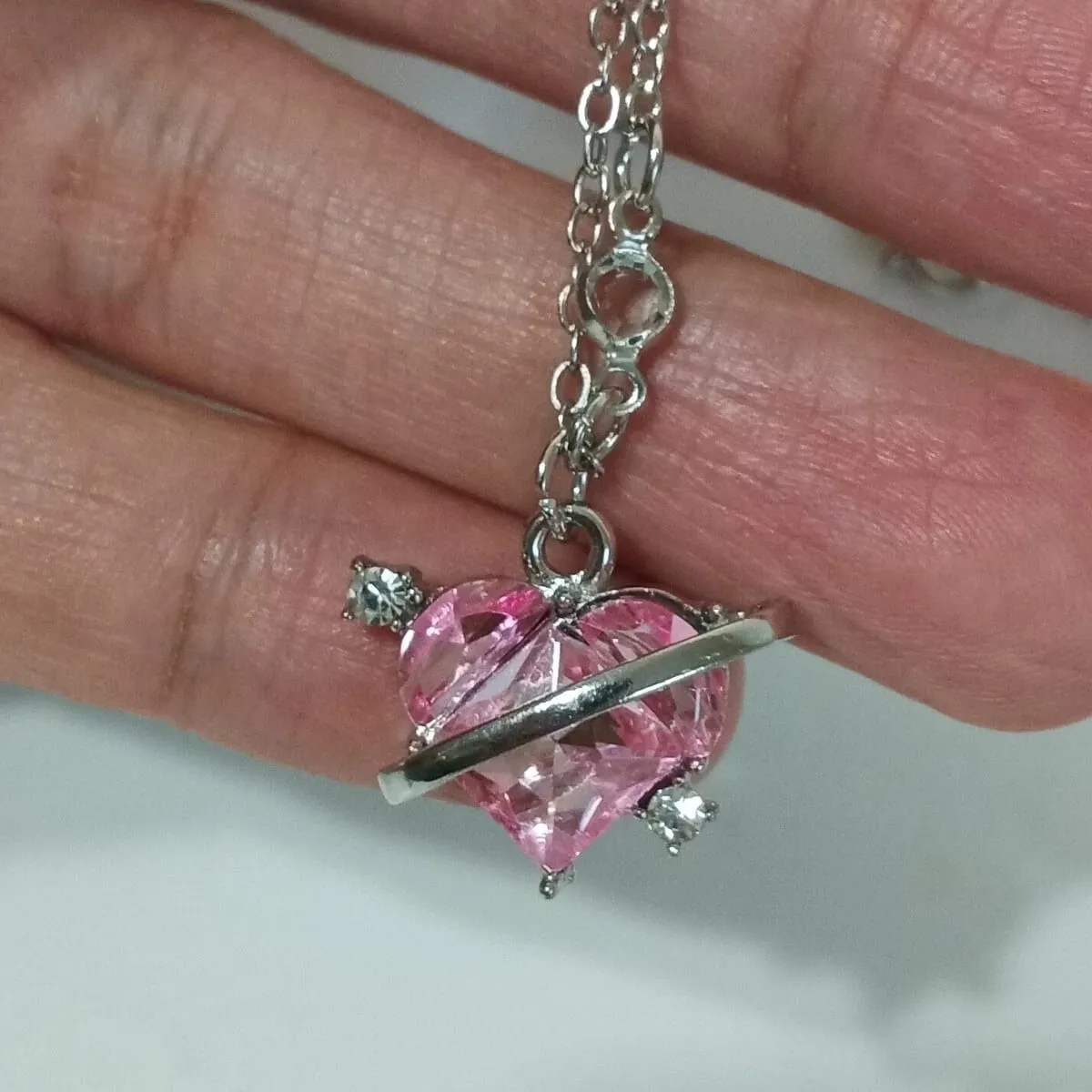 Women's Rhinestone Heart Pendant Necklace