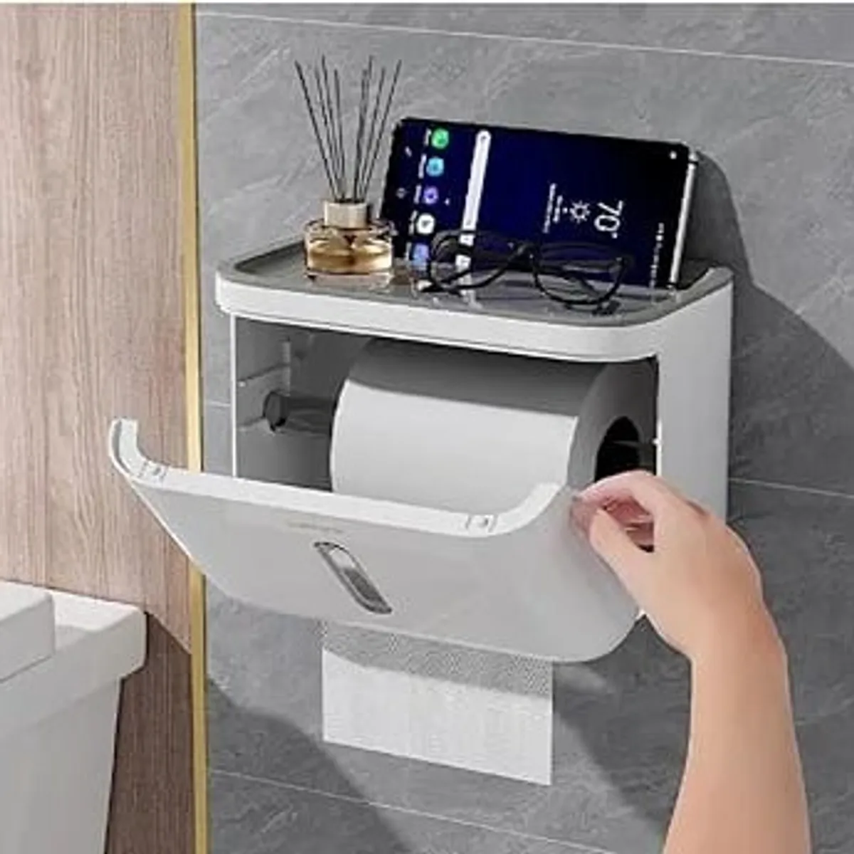 Self Adhesive Toilet Paper Holder - White