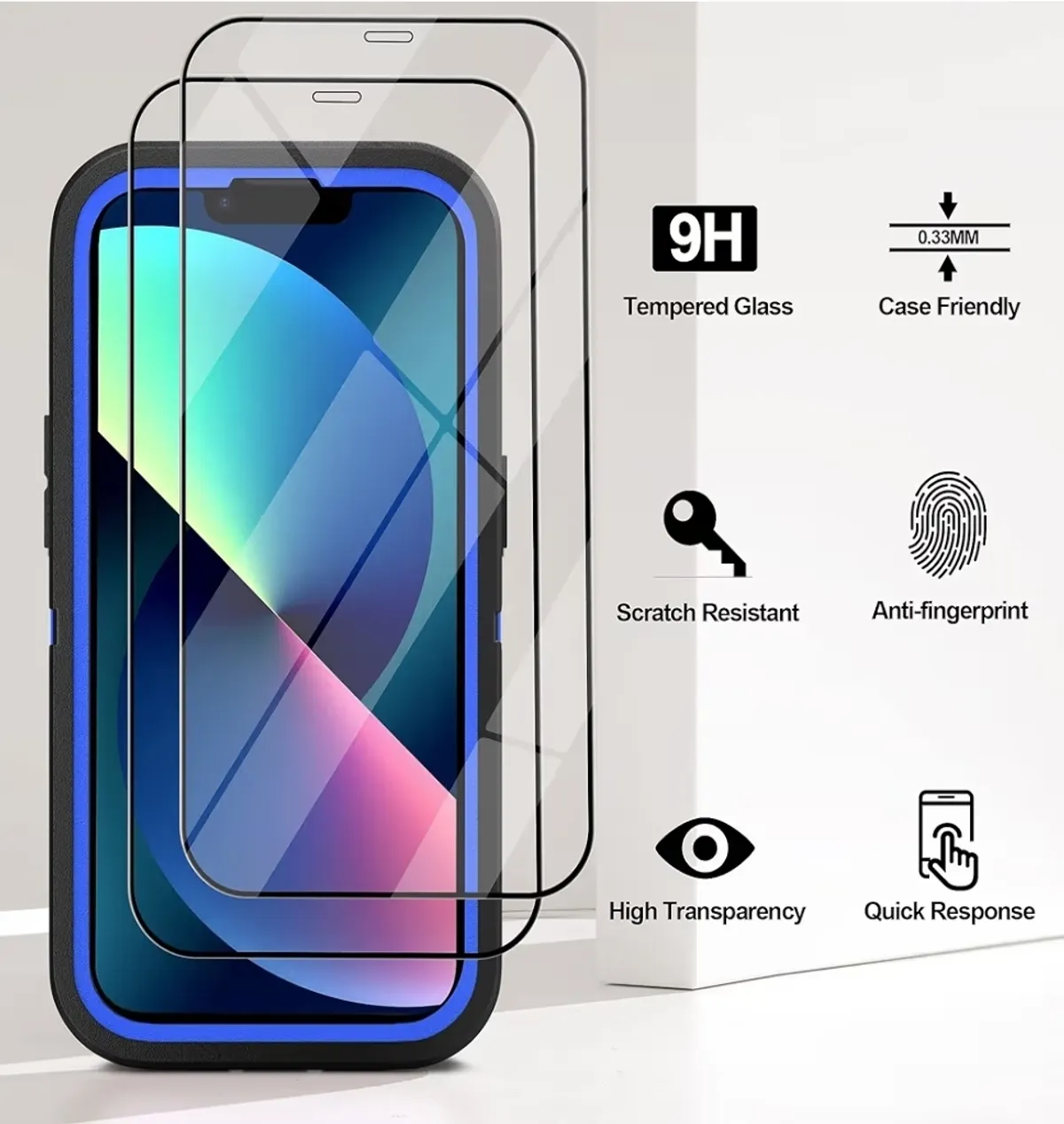 iPhone 15 Plus Case and iPhone 14 Plus Case 6.7" with 2 Screen Protector + 2 Camera Lens Protector, Heavy Duty Military Grade Phone Case Cover (Blue Black)