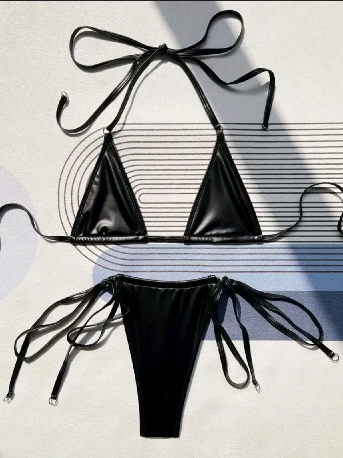 Summer Beach Tie Side Halter Micro Triangle Bikini Set - Size XS