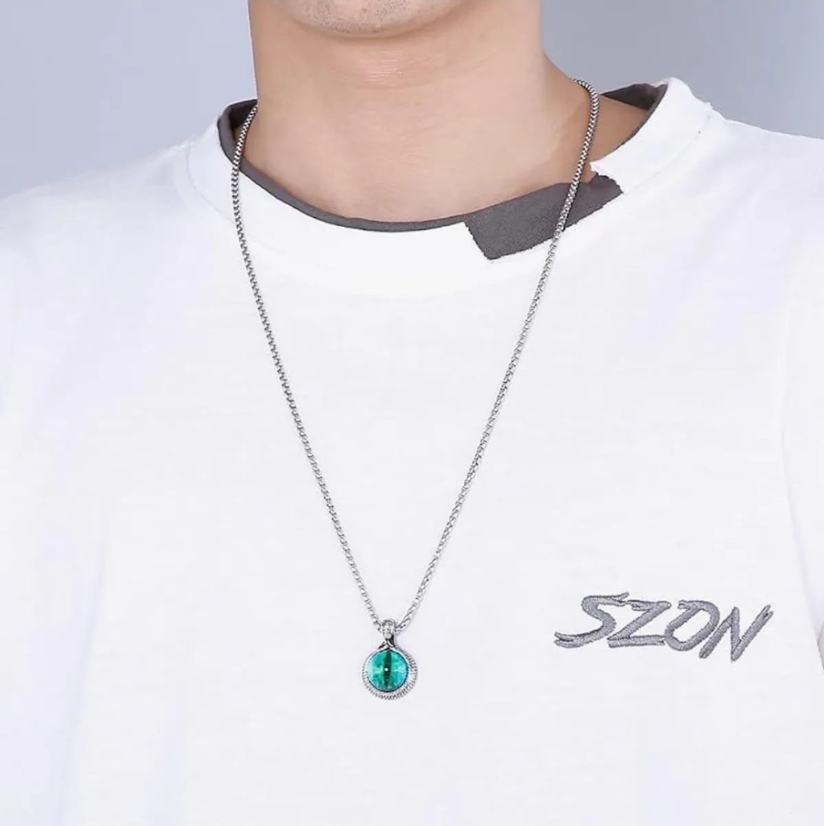 Men Titanium Steel Hip Hop Vintage Evil Eye Gothic Demon Skull Head Snake Pendant Necklace