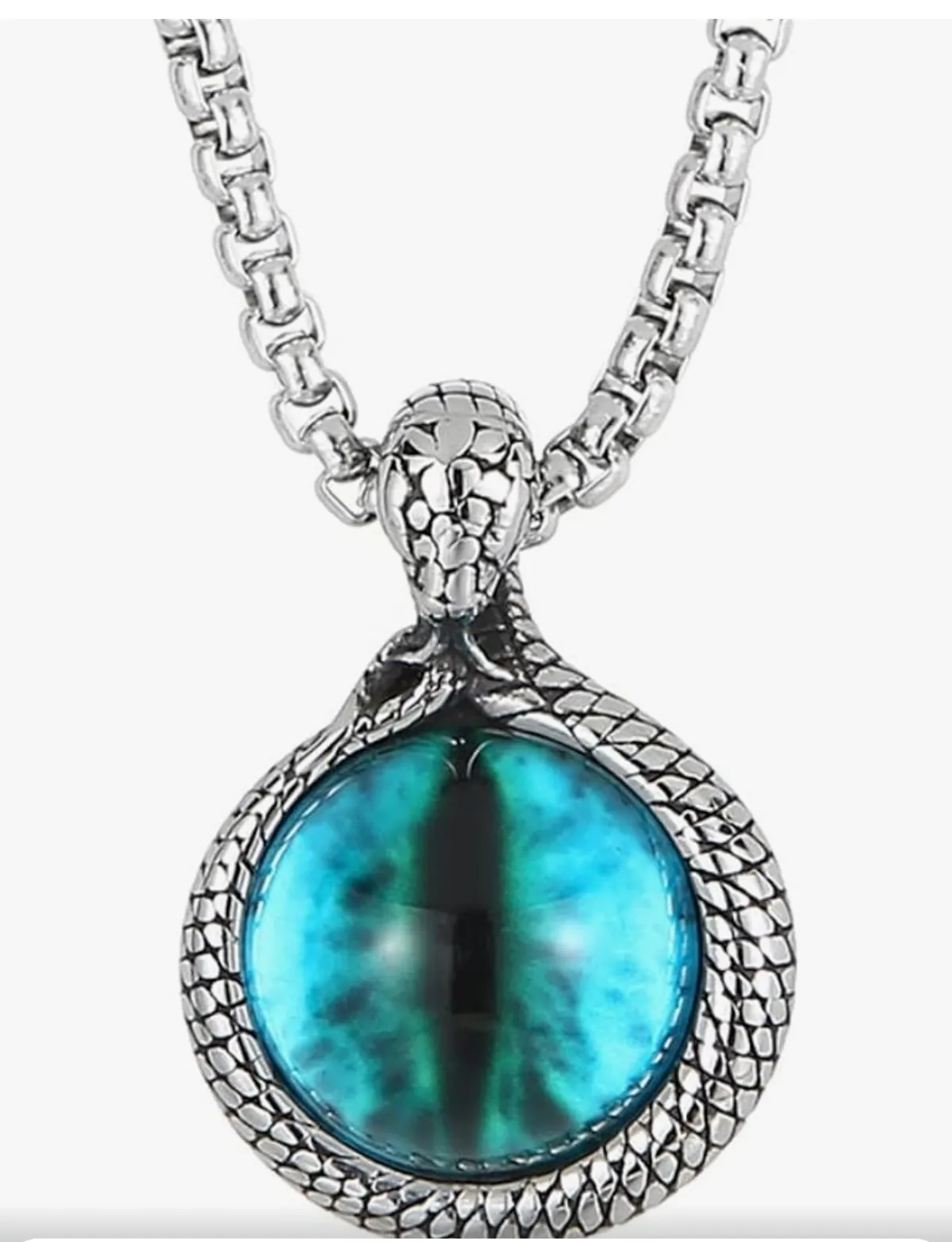 Men Titanium Steel Hip Hop Vintage Evil Eye Gothic Demon Skull Head Snake Pendant Necklace