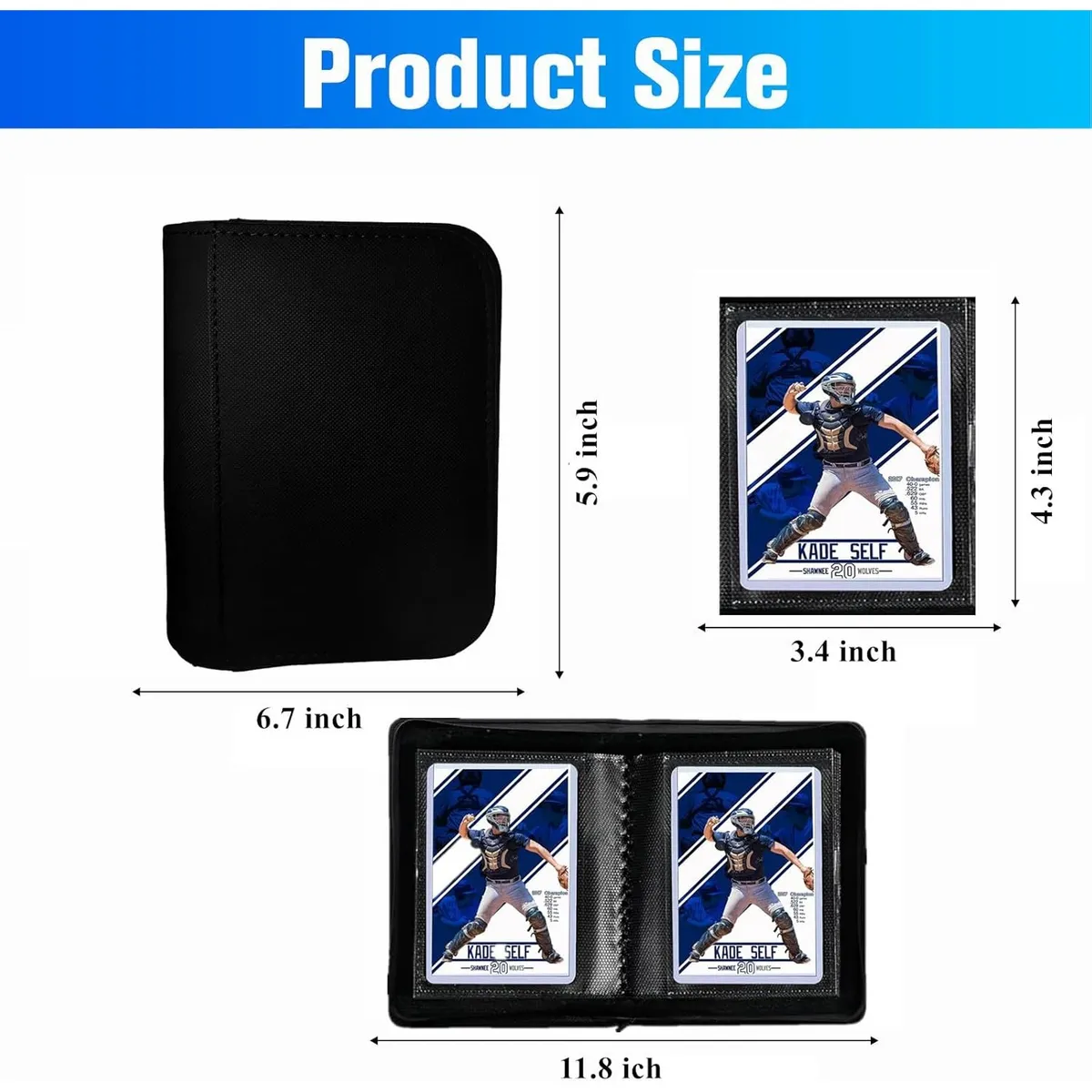 30-Pocket Toploader Binder for Trading Cards – Zippered Album for 3"x4" Rigid Holders – Fits Pokémon, MTG, Yu-Gi-Oh! & Sports Cards – Black