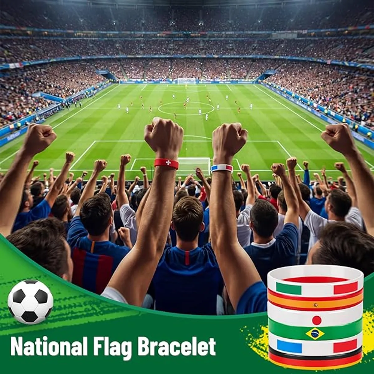 12-Pack World Soccer Fan Wristbands – Silicone Bracelets with National Flags – Perfect Party Favors for Watch Parties, Tournaments & School Sports – Assorted Countries