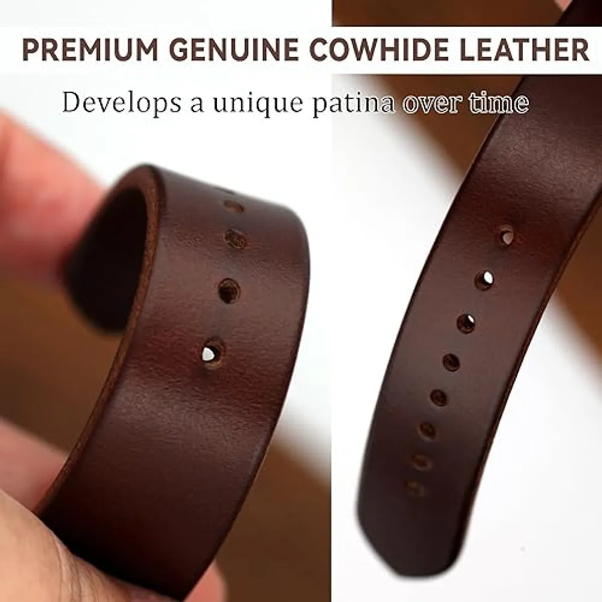 Genuine Horween Leather Watch Strap (20mm) – Handcrafted Vintage Brown Band with Quick Release – Compatible with Samsung, Garmin, Seiko & Standard 20mm Lugs