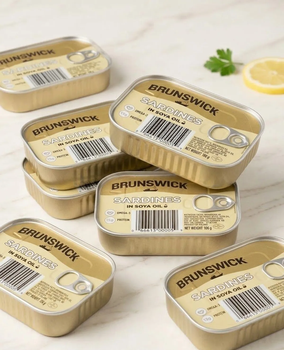 BRUNSWICK SARDINES IN SOYA OIL HIGH PROTEIN READY TO EAT STOCK UP 24 CANS