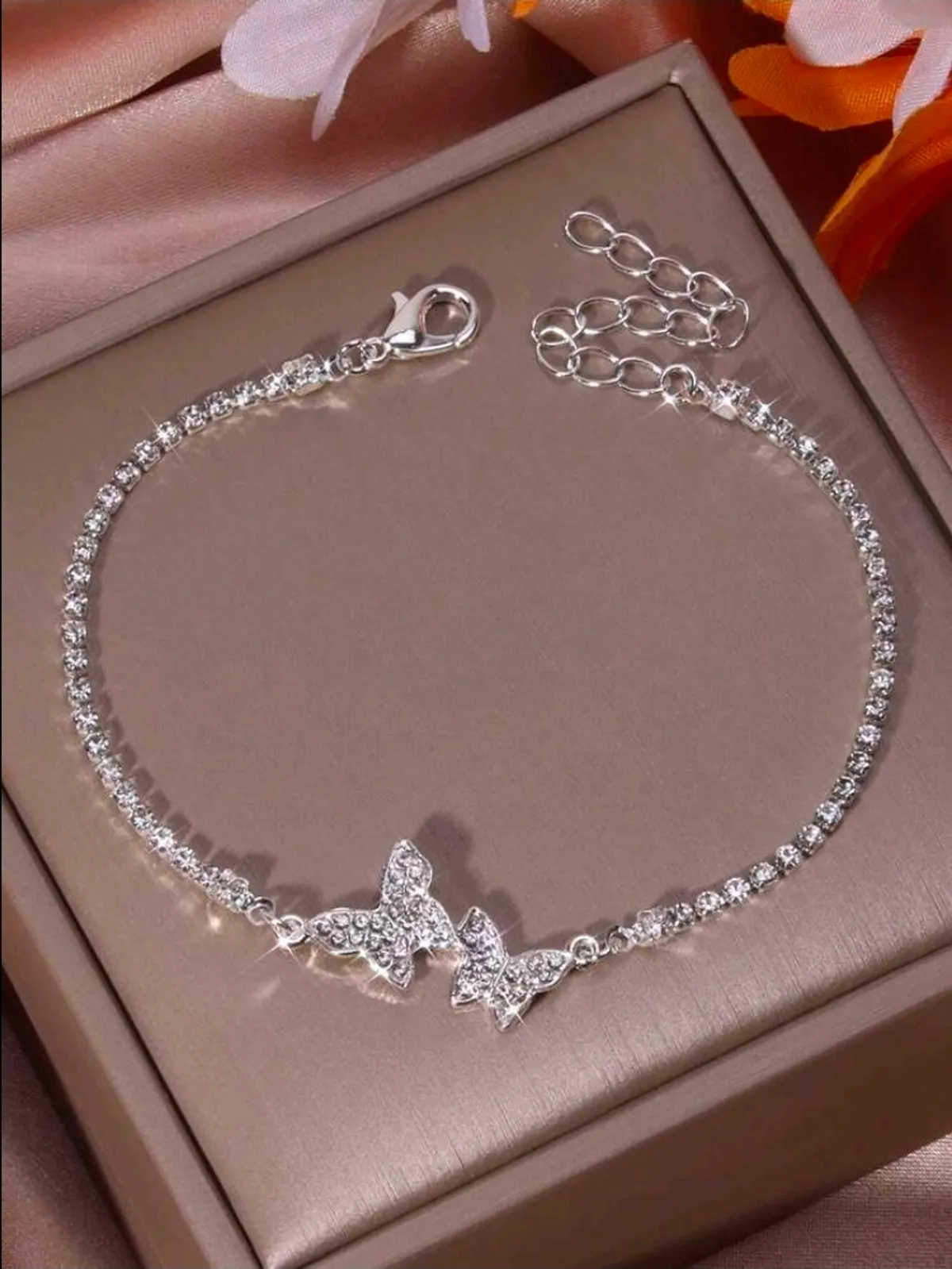 1pc Bling Bling Crystal Butterfly Claw Chain Bracelet