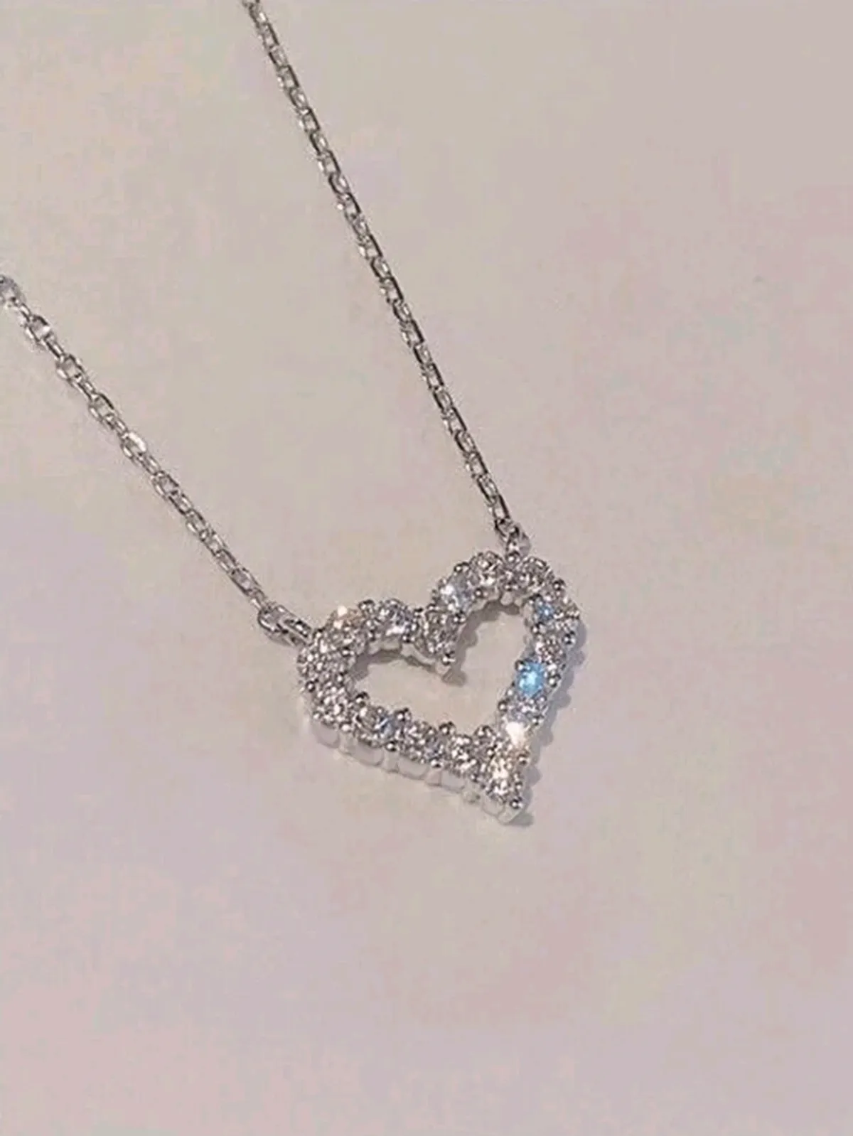 1 PC Children Elegant Cubic Zirconia Heart Necklace