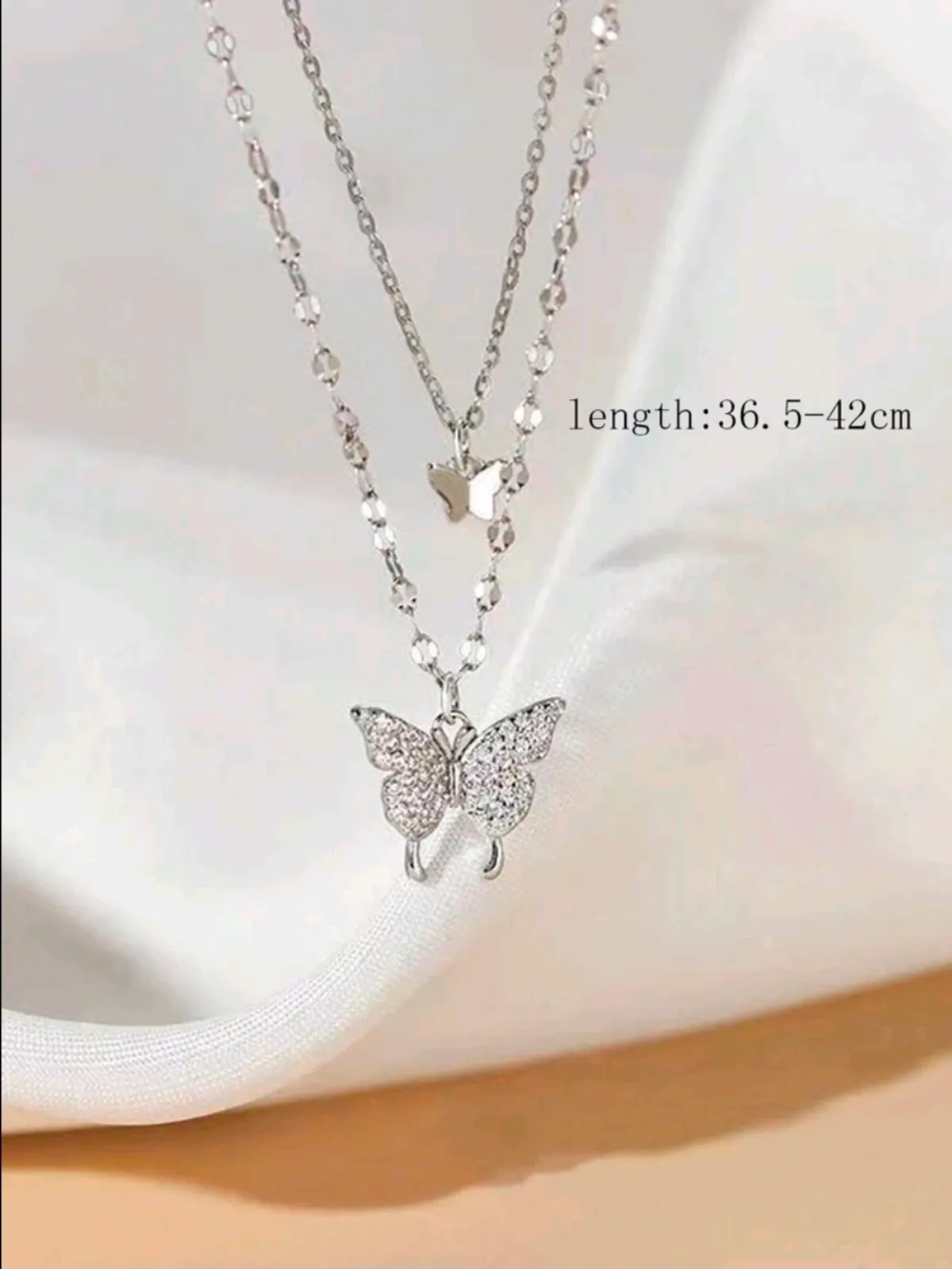 1pc Sweet & Elegant Butterfly Design Double Layered Collarbone Necklace