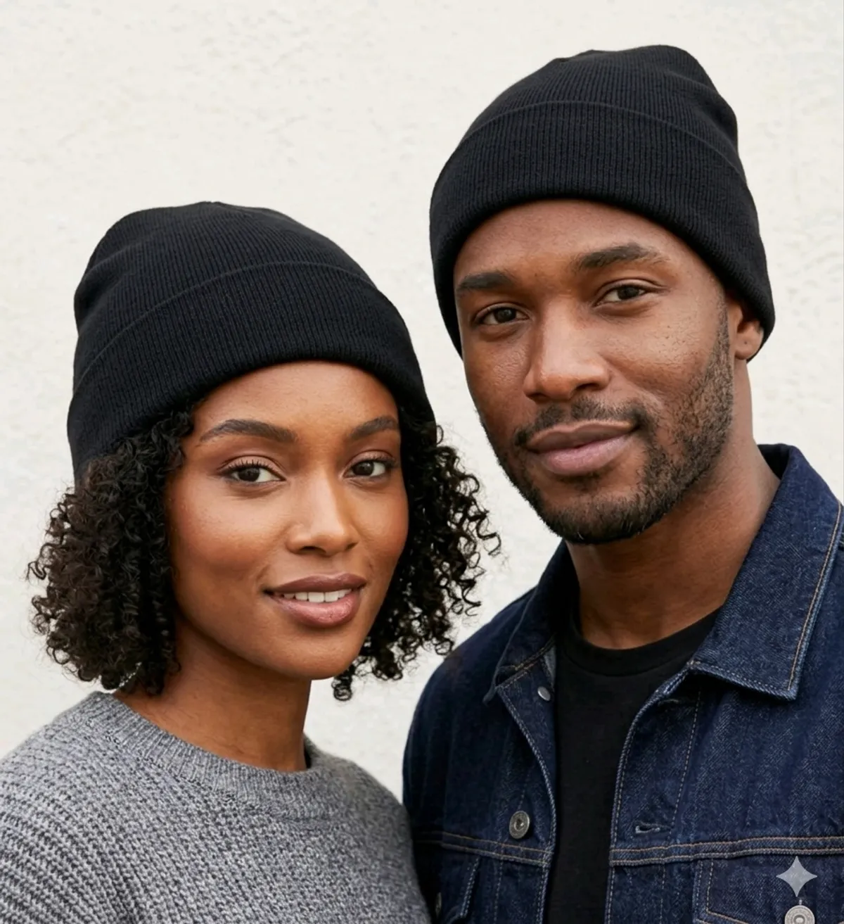 1PC Unisex Y2K Style Solid Black Short Brimless Knit Beanie Hat