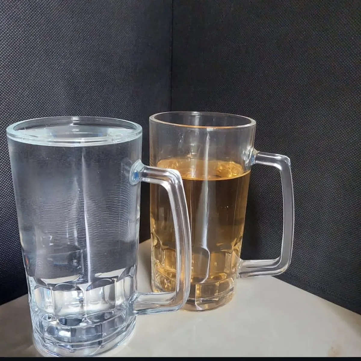 Set of 2 Glass 20oz Beer Mug , Beer mug with design base