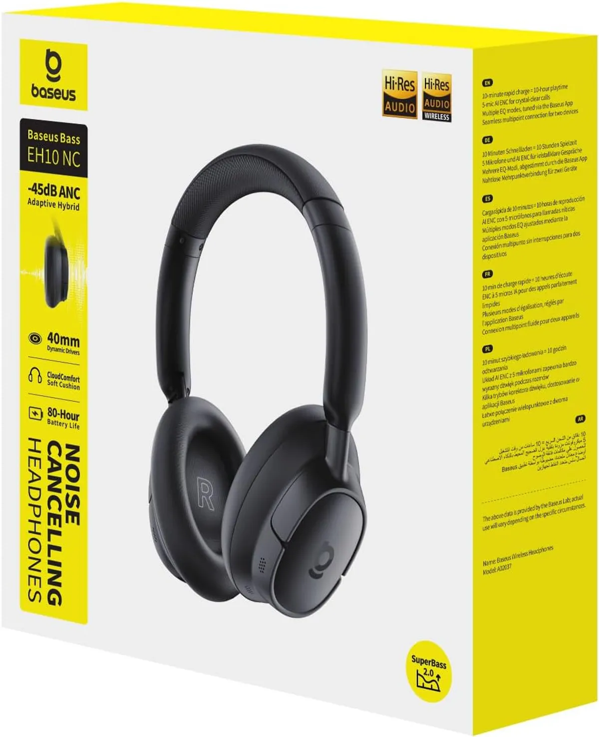 The Baseus Bass EH10 NC Wireless Headphone, BLK