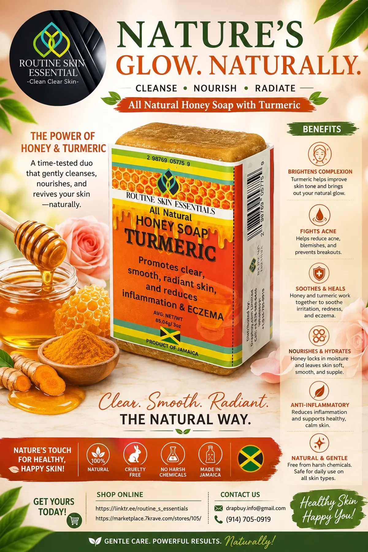 3 Honey Turmeric Soap 3oz  (Pack of 3)
