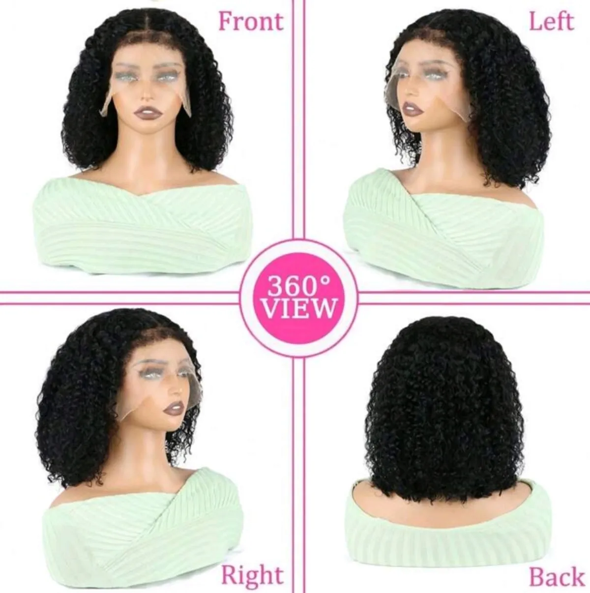 13*4 14inch  200 Desity Kinky Edges Short Bob Wigs Pre Plucked Curly  Transparent Lace Front Wig Human Hair With Curly Baby Hair For Woman