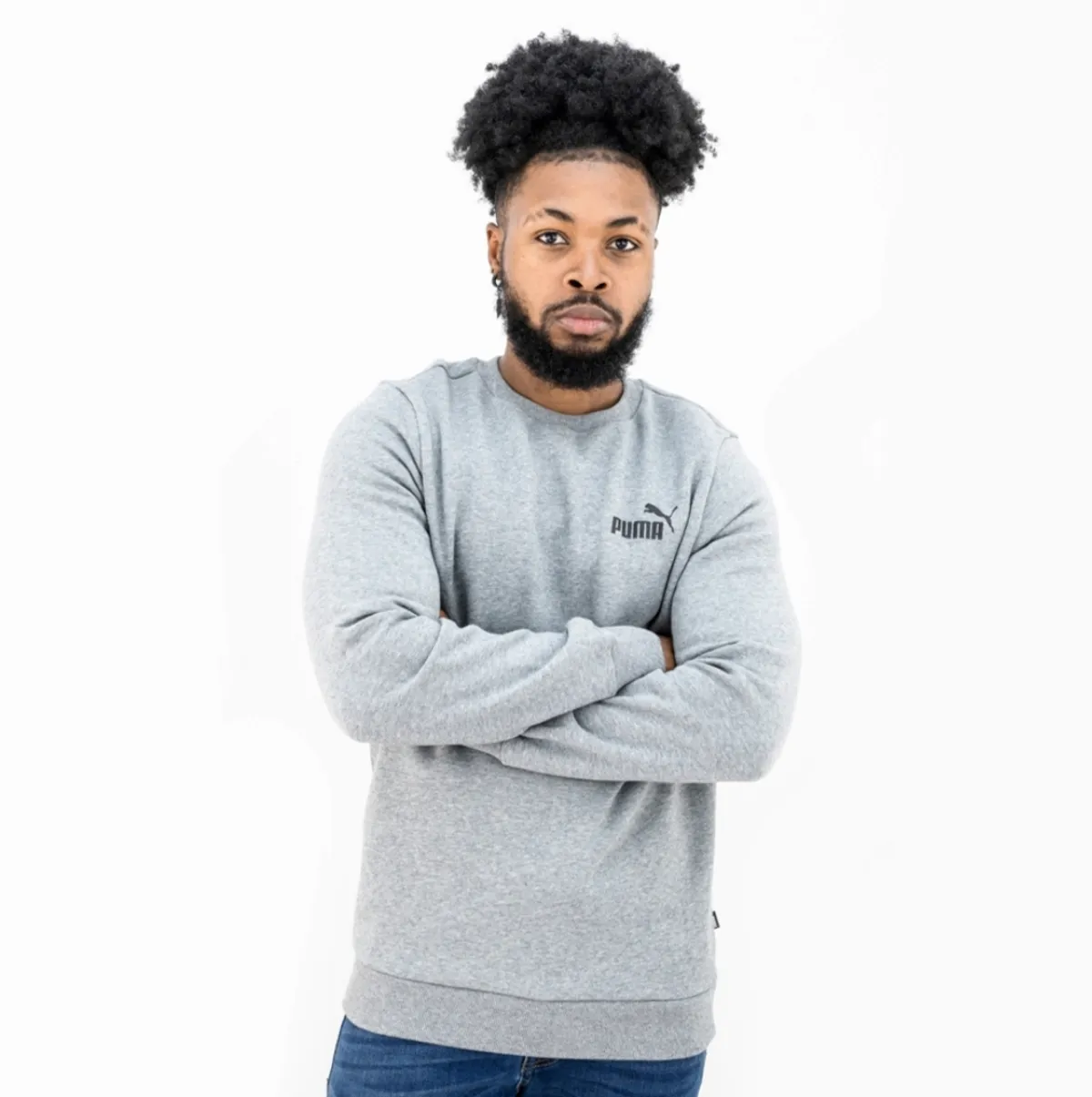 Puma Grey Sports Sweatshirt Long Sleeve Mens - Size XS