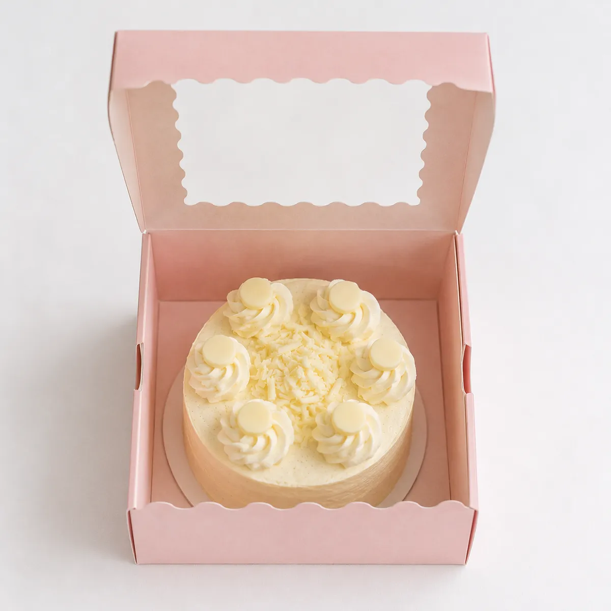 Pink Cake Box with Window – 6x6x2.5 Inches | Bakery Pastry Cookie Box for Desserts, Chocolates & Strawberries | Single Box