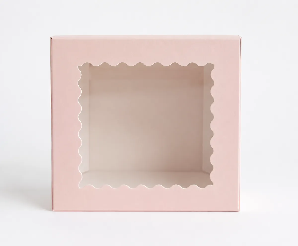 Pink Cake Box with Window  6x6x2.5 Inches | Bundle of 5 | Bakery Pastry Cookie Box for Desserts & Gifts