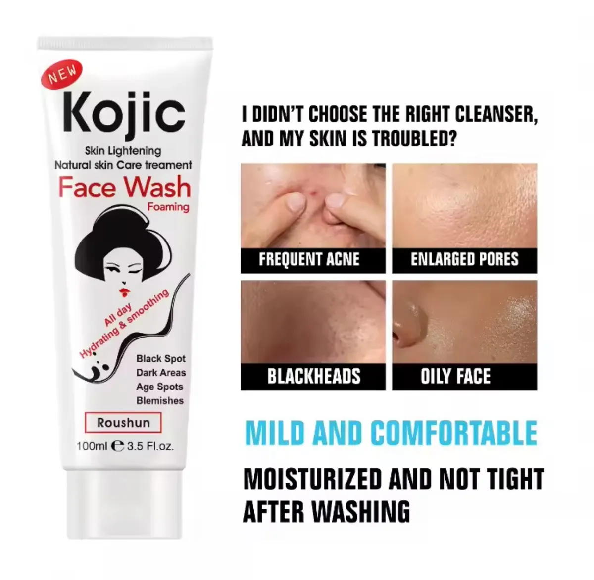 Roushun Kojic Foaming Face Wash (100ml)