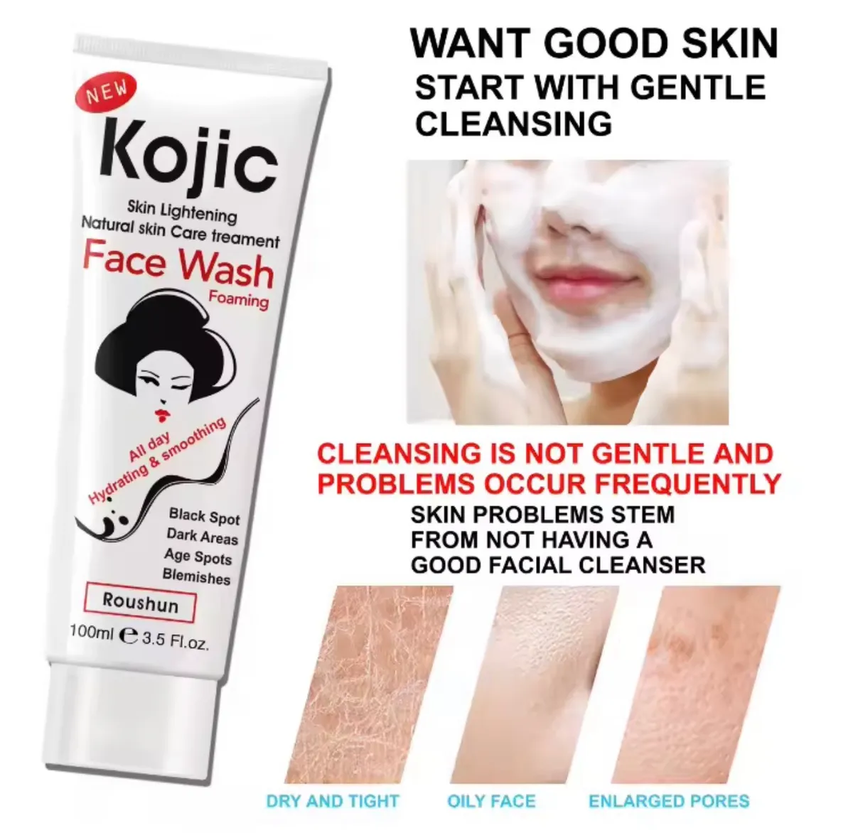 Roushun Kojic Foaming Face Wash (100ml)