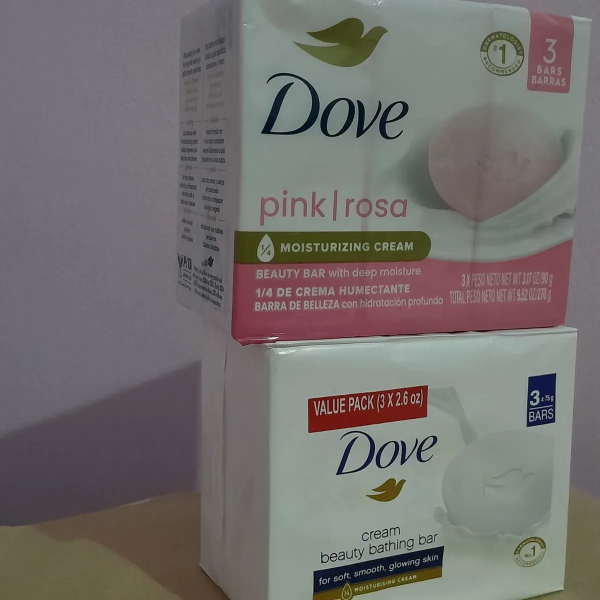 Dove Bar Soap: 6-Bar Bundle - Cream & Pink/Rosa