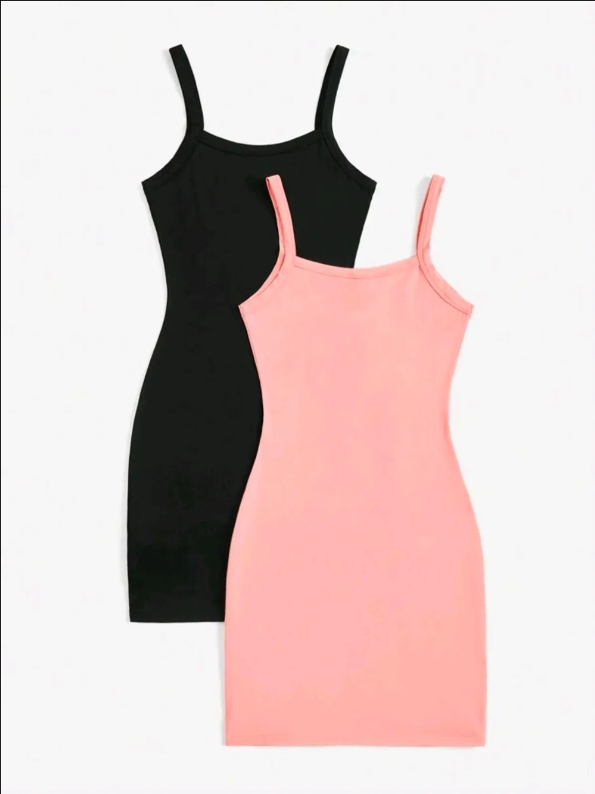 2pcs/Set Women Solid Color Tight Fitting Casual Summer Dress - Size S