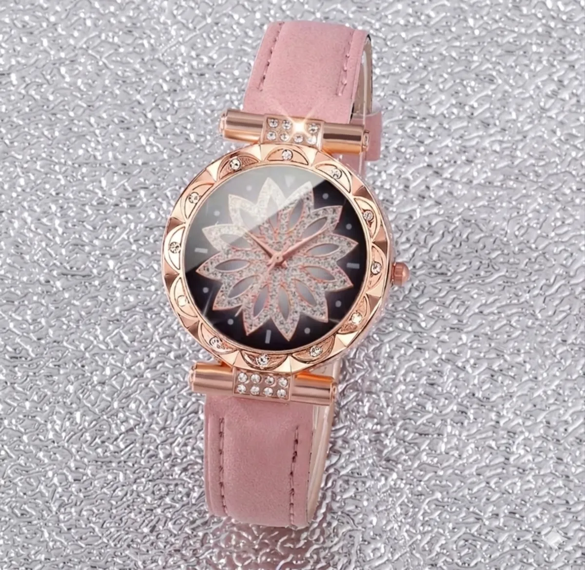 6PCS Fashionable And Elegant Women's Watch Classic Casual Style Women's Quartz Watch Paired With Butterfly Shaped Ring Earring Necklace Bracelet Set