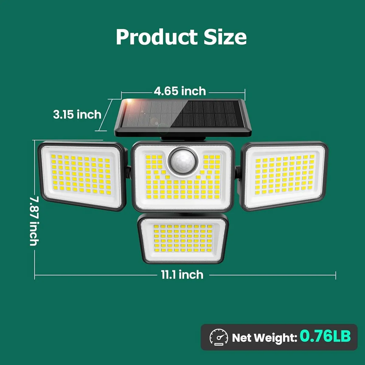 6000LM Solar Security Lights with Remote, 4-Head Motion Sensor Flood Light, IP65 Waterproof Outdoor Wall Lamp for Garden, Backyard, and Driveway
