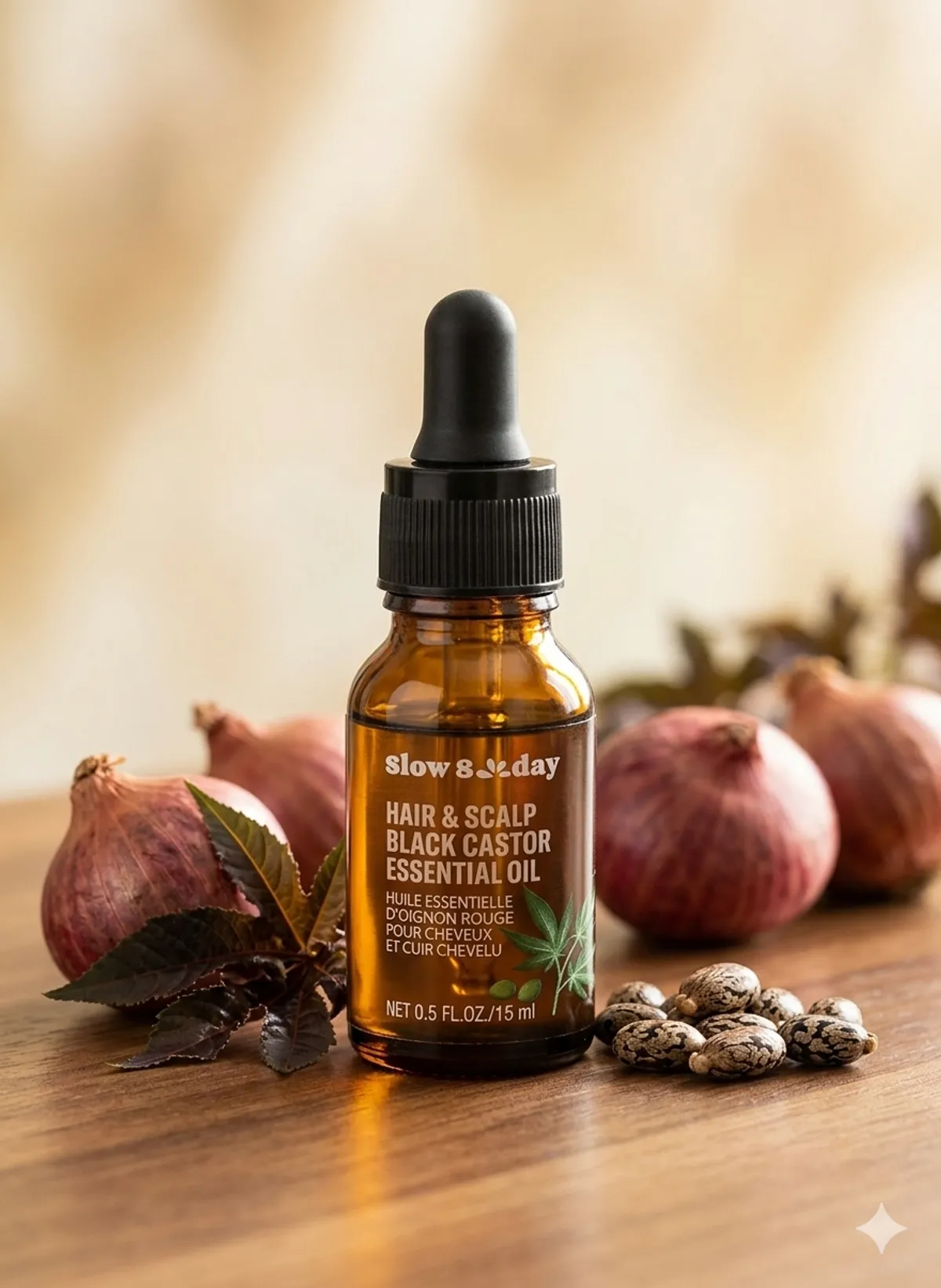 Slow & Day Brand Hair And Scalp Black Castor Oil, Packaged In A Small 15 ml (0.5 FL OZ)