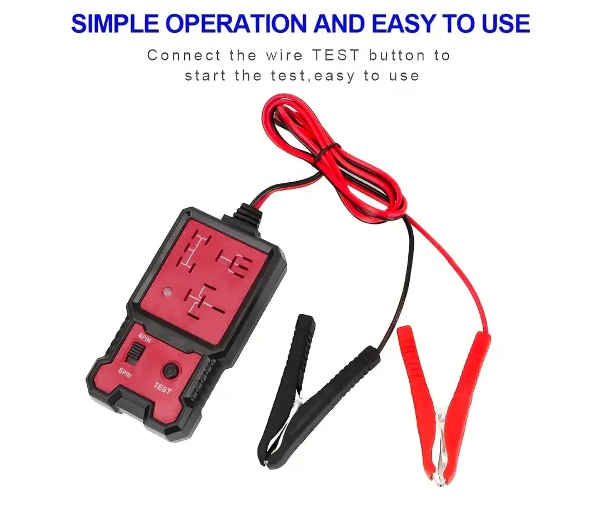 Automotive Relay Tester, 12V 4 Pin 5 Pin Car Relay Tester Diagnostic Tool with Battery Clips for Auto Repairing, 90cm Cable