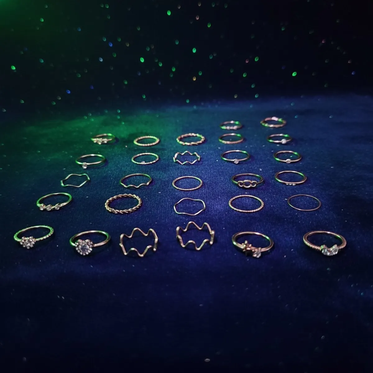 27 PCS Of Assorted Stackable Gold Rings Set