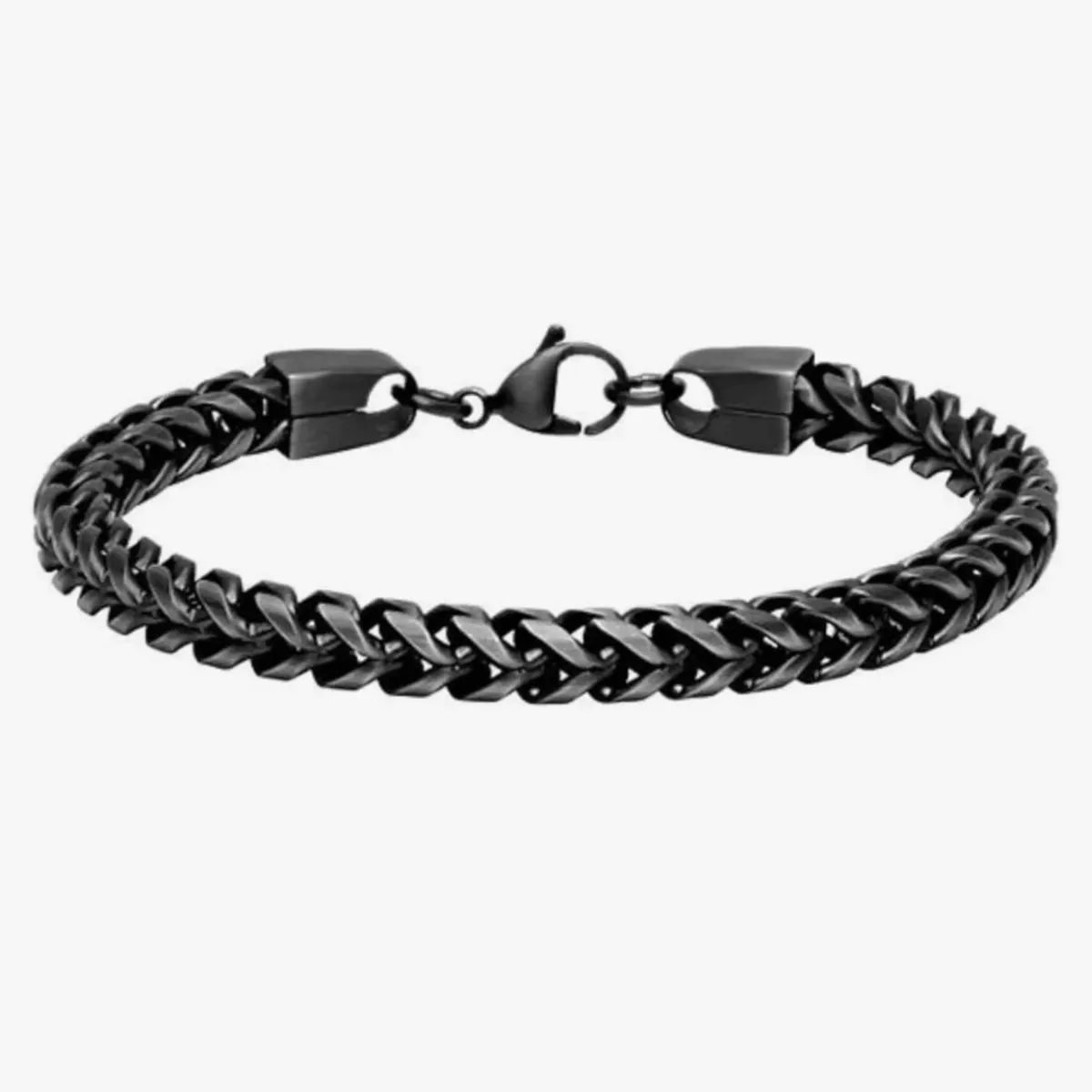 Black Chunky Link Stainless Steel Bracelet For Men (9 Inch)