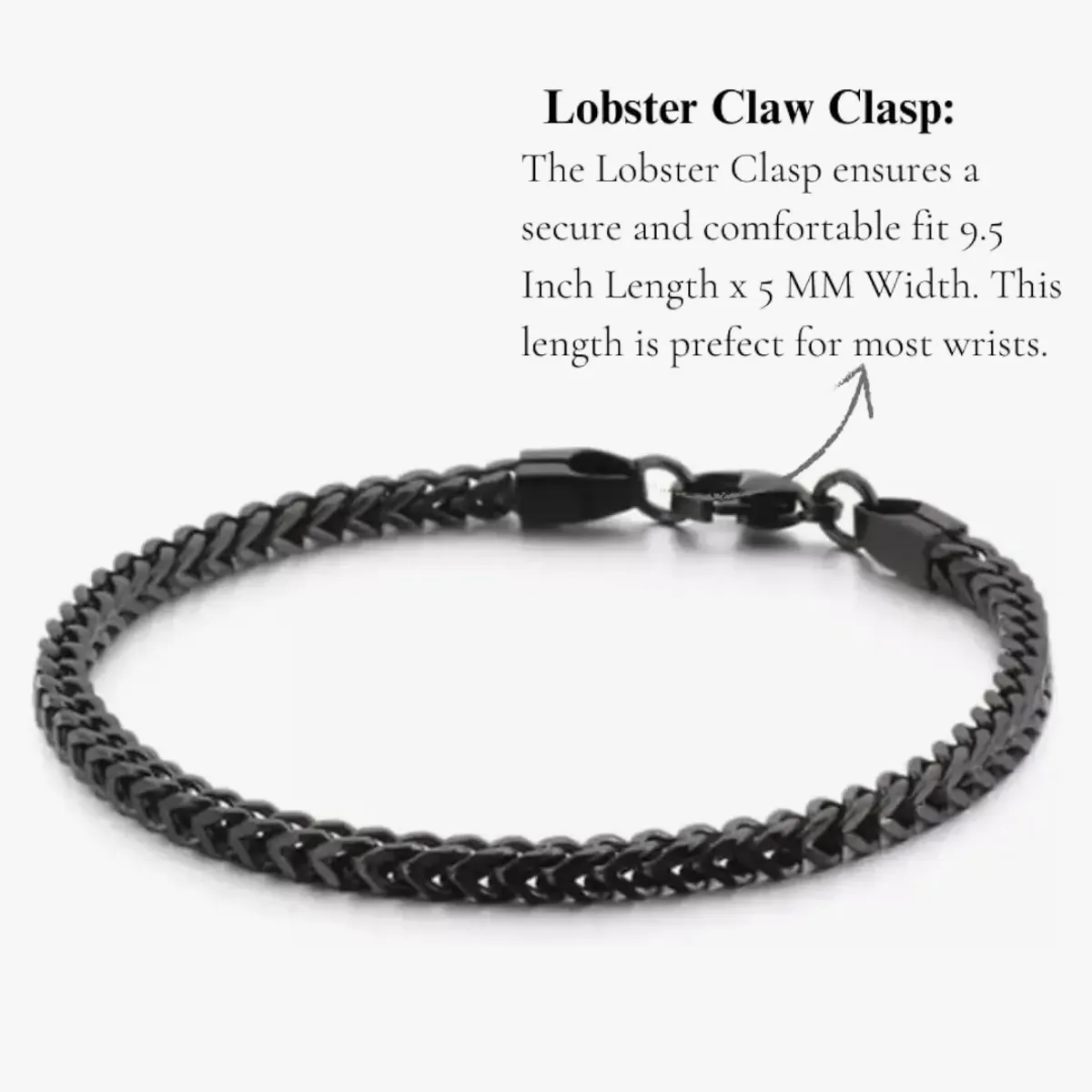 Black Chunky Link Stainless Steel Bracelet For Men (9 Inch)
