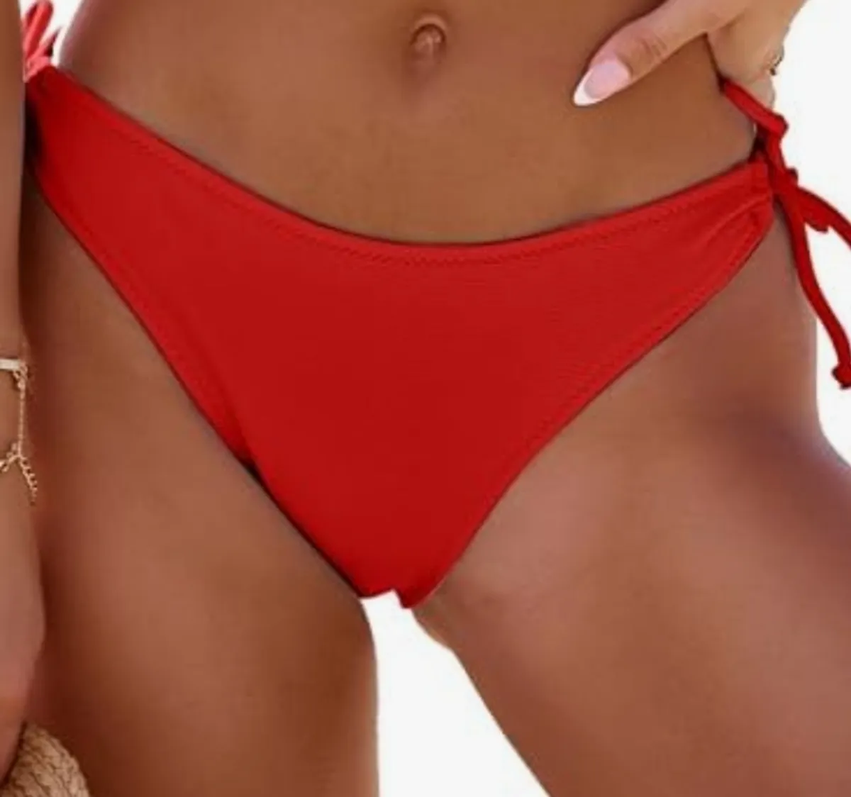 Women's 2PC Solid Color Minimalist Tie Swimsuit Bottom - Size M