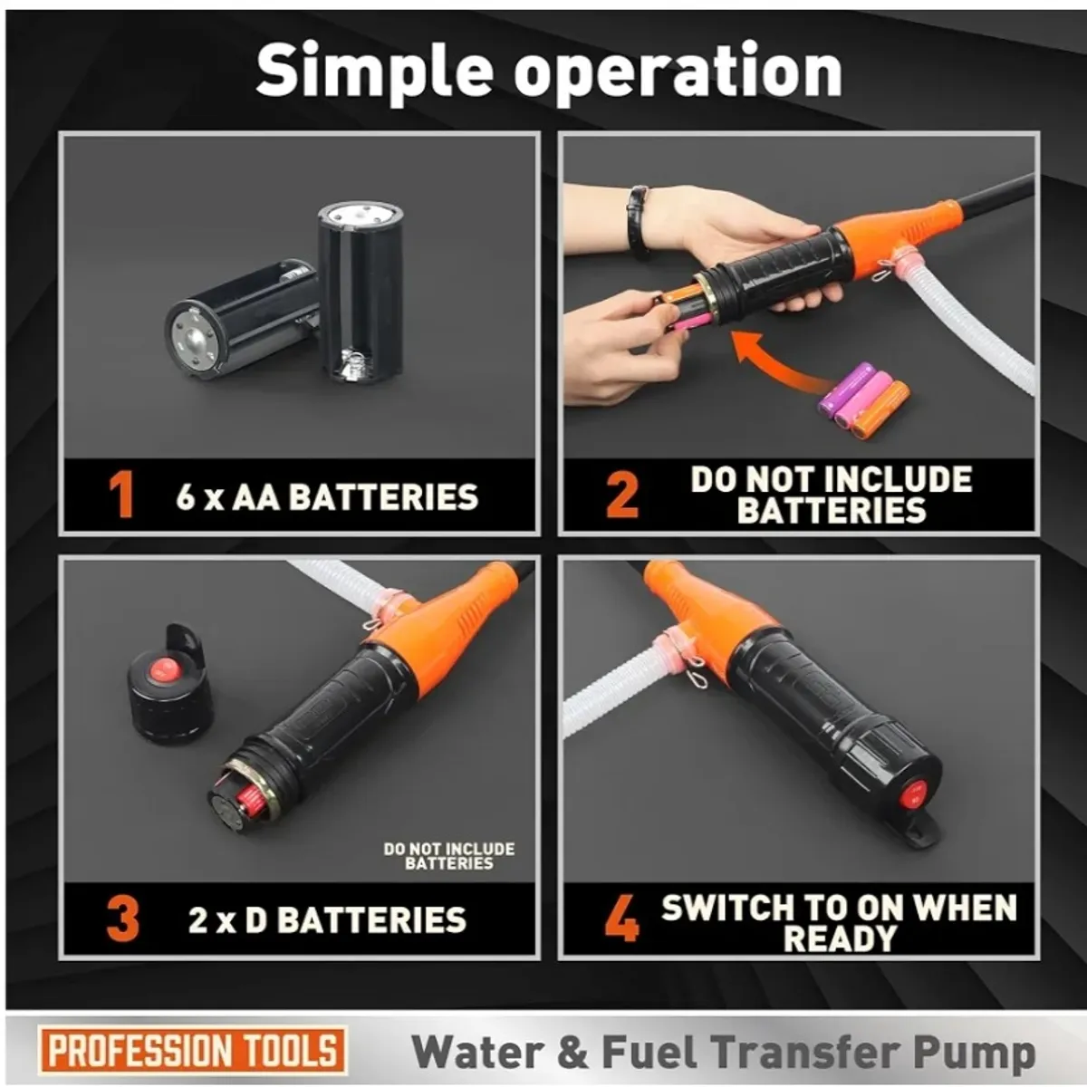 Amartisan Portable Fuel Pump - Battery Powered Gas & Diesel Transfer - 2.6 GPM Multi-Use Siphon