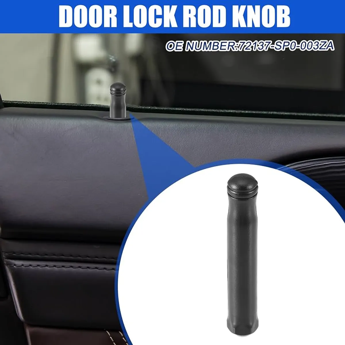 2 Pcs Car Door Locking Pin Pull Button for Honda Civic Si 2002-2005 - Black, No.72137-SP0-003ZA