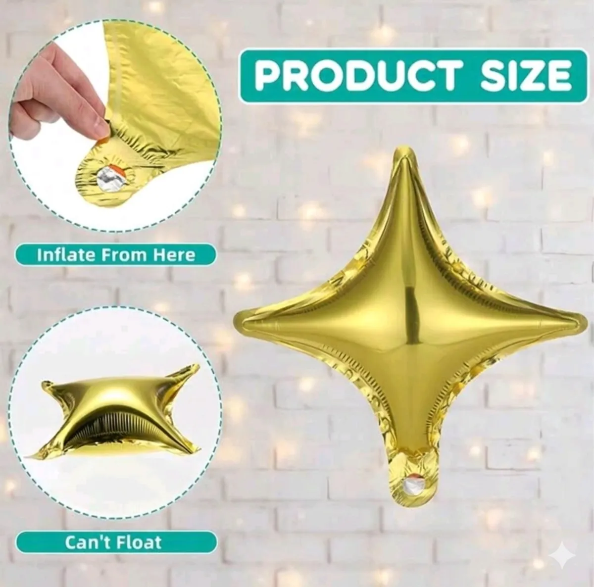 2 PCS Of Gold Foil Star Balloon Theme Party