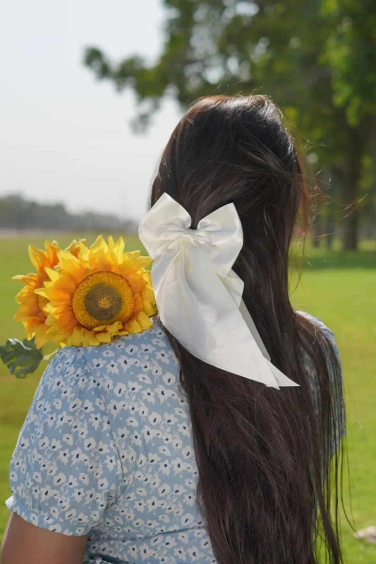 Black And Off White - Hair Bows For Women