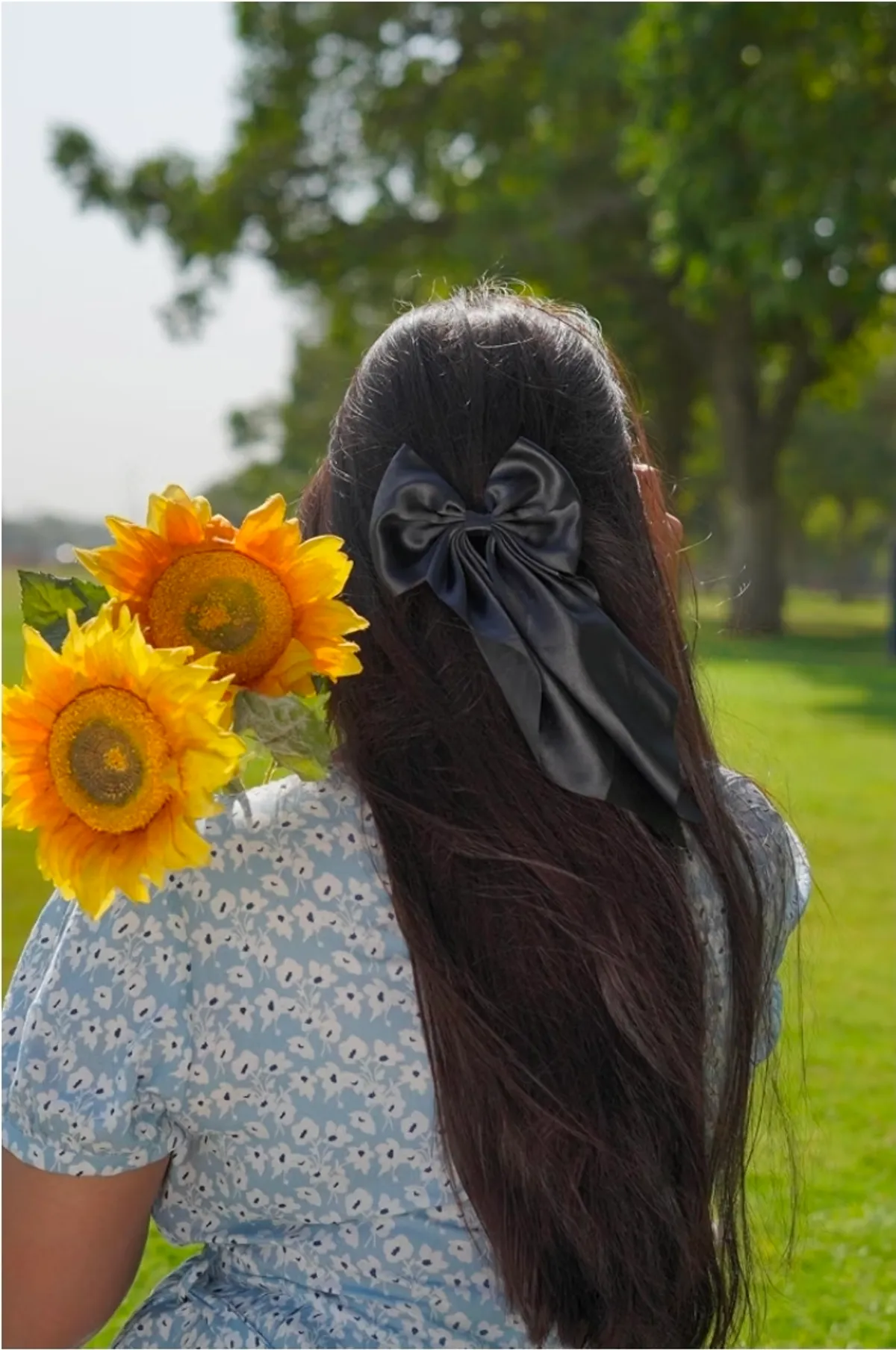 Black And Off White - Hair Bows For Women