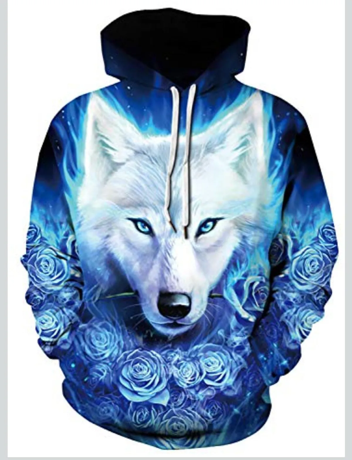 Azuki Unisex Fashion 3D Digital Printed Pullover Wolf Hoodies-Size S