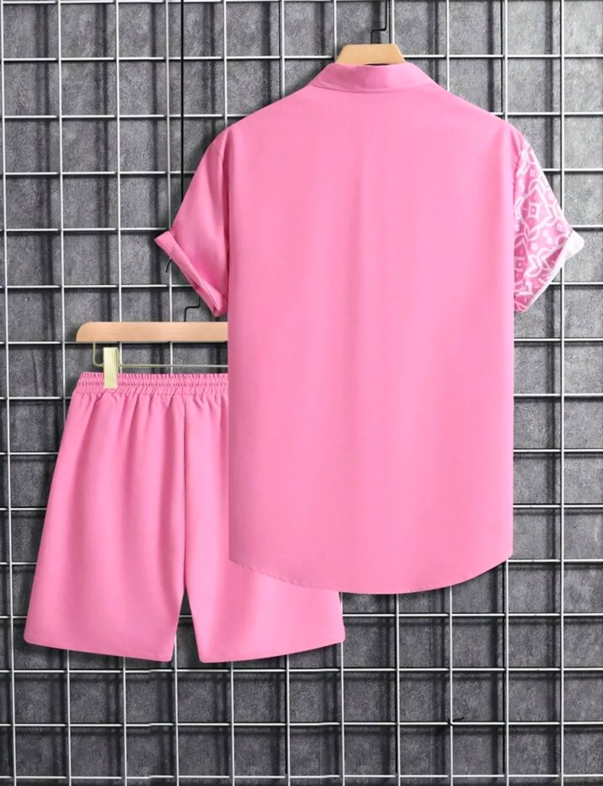 Men's Geometric Print Shirt & Shorts Set - Size XXL